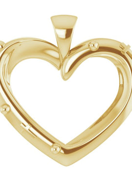 14K White Gold 18.55x17.15 mm Rosary Heart Pendant