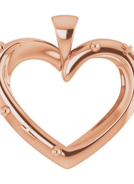 14K White Gold 18.55x17.15 mm Rosary Heart Pendant