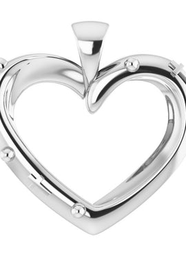 14K White Gold 18.55x17.15 mm Rosary Heart Pendant