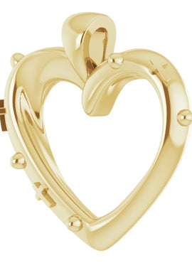 14K White Gold 18.55x17.15 mm Rosary Heart Pendant