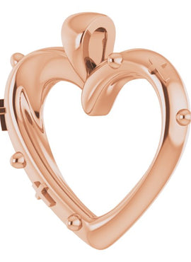 14K White Gold 18.55x17.15 mm Rosary Heart Pendant