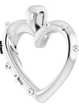 14K White Gold 18.55x17.15 mm Rosary Heart Pendant