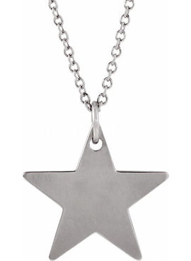 14K White Gold Star Pendant