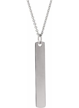 14K White Gold Rectangle Bar Pendant