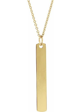 14K White Gold Rectangle Bar Pendant