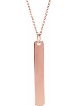 14K White Gold Rectangle Bar Pendant