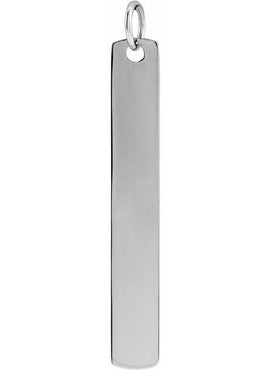 14K White Gold Rectangle Bar Pendant