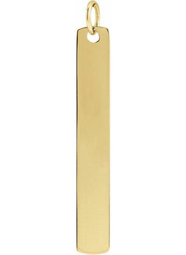 14K White Gold Rectangle Bar Pendant