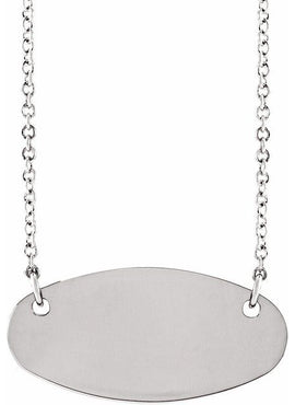 14K White Gold Engravable Oval 16