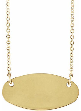 14K White Gold Engravable Oval 16