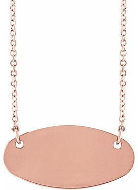 14K White Gold Engravable Oval 16