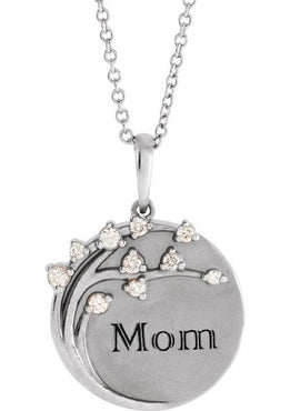 14K Rose Gold 1/8 CTW Natural Diamond Engravable Family Tree Pendant