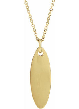14K White Gold Elongated Oval Pendant