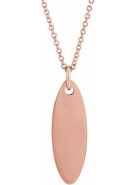 14K White Gold Elongated Oval Pendant