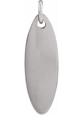 14K White Gold Elongated Oval Pendant
