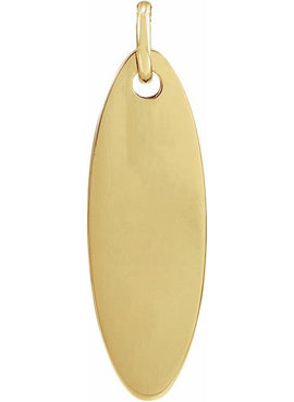 14K White Gold Elongated Oval Pendant
