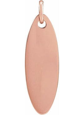 14K White Gold Elongated Oval Pendant