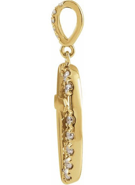 14K Yellow Gold 1/5 CTW Natural Diamond Halo-Style Cross Pendant