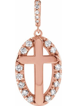 14K Yellow Gold 1/5 CTW Natural Diamond Halo-Style Cross Pendant