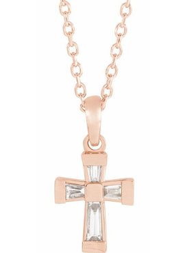 14K Yellow Gold 1/10 CTW Natural Diamond Cross Pendant