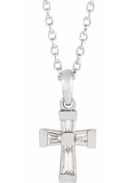 14K Yellow Gold 1/10 CTW Natural Diamond Cross Pendant