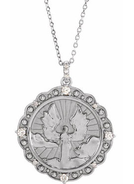 Platinum 1/6 CTW Natural Diamond Guardian Angel Pendant