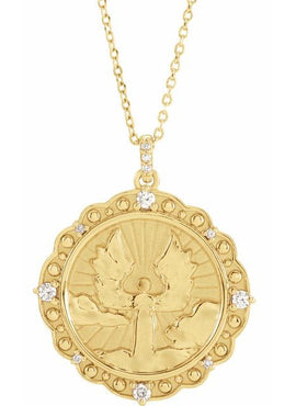 Platinum 1/6 CTW Natural Diamond Guardian Angel Pendant