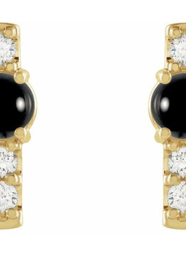 14K Yellow Gold Natural Turquoise & 1/5 CTW Natural Diamond Bar Earrings