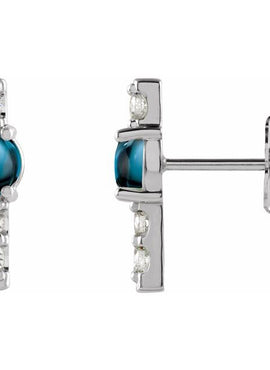 14K Yellow Gold Natural Turquoise & 1/5 CTW Natural Diamond Bar Earrings