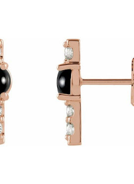14K Yellow Gold Natural Turquoise & 1/5 CTW Natural Diamond Bar Earrings