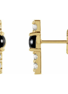 14K Yellow Gold Natural Turquoise & 1/5 CTW Natural Diamond Bar Earrings