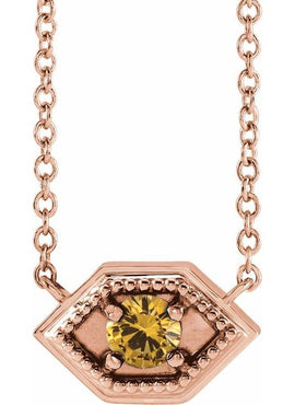 14K Rose Gold Natural Black Onyx Geometric 16