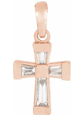 14K Yellow Gold 1/10 CTW Natural Diamond Cross Pendant