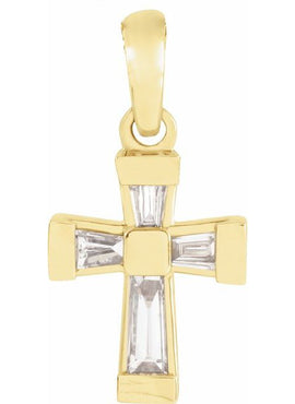 14K Yellow Gold 1/10 CTW Natural Diamond Cross Pendant
