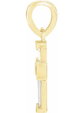 14K Yellow Gold 1/10 CTW Natural Diamond Cross Pendant