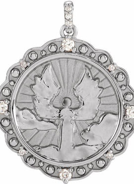 Platinum 1/6 CTW Natural Diamond Guardian Angel Pendant