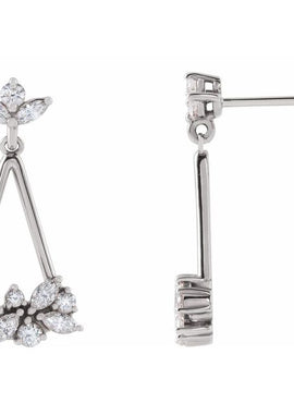 Sterling Silver 5/8 CTW Natural Diamond Geometric Cluster Earrings