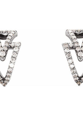 14K White Gold 1/4 CTW Natural Diamond Geometric Hoop Earrings