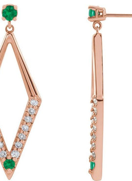 14K White Gold Natural Blue Sapphire & 3/8 CTW Natural Diamond Geometric Earrings