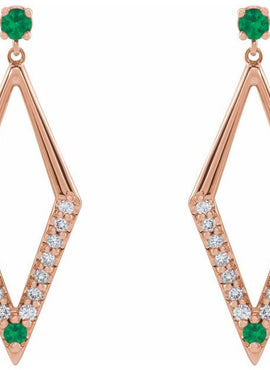 14K White Gold Natural Blue Sapphire & 3/8 CTW Natural Diamond Geometric Earrings