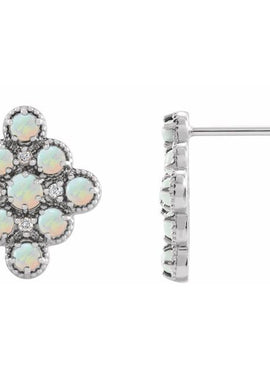 14K Yellow Gold Natural Ethiopian Opal & .03 CTW Natural Diamond Geometric Earrings