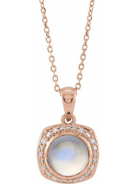 14K Rose Gold Natural Ethiopian Opal & 1/8 CTW Natural Diamond Halo-Style 16-18