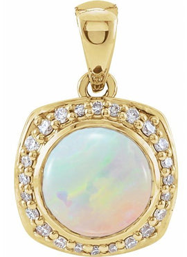 14K Rose Gold Natural Ethiopian Opal & 1/8 CTW Natural Diamond Halo-Style 16-18