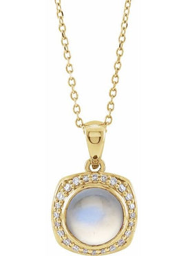 14K Rose Gold Natural Ethiopian Opal & 1/8 CTW Natural Diamond Halo-Style 16-18