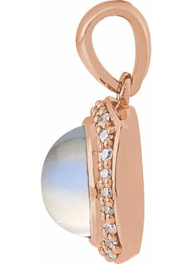 14K Rose Gold Natural Ethiopian Opal & 1/8 CTW Natural Diamond Halo-Style 16-18