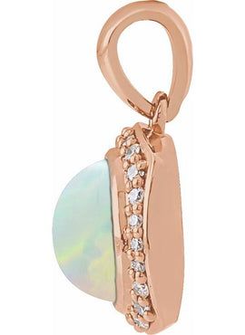 14K Rose Gold Natural Ethiopian Opal & 1/8 CTW Natural Diamond Halo-Style 16-18
