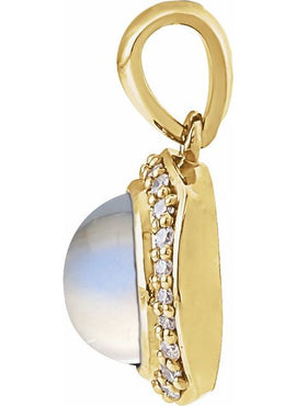 14K Rose Gold Natural Ethiopian Opal & 1/8 CTW Natural Diamond Halo-Style 16-18