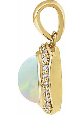 14K Rose Gold Natural Ethiopian Opal & 1/8 CTW Natural Diamond Halo-Style 16-18