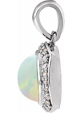 14K Rose Gold Natural Ethiopian Opal & 1/8 CTW Natural Diamond Halo-Style 16-18