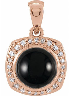 14K Rose Gold Natural Ethiopian Opal & 1/8 CTW Natural Diamond Halo-Style 16-18